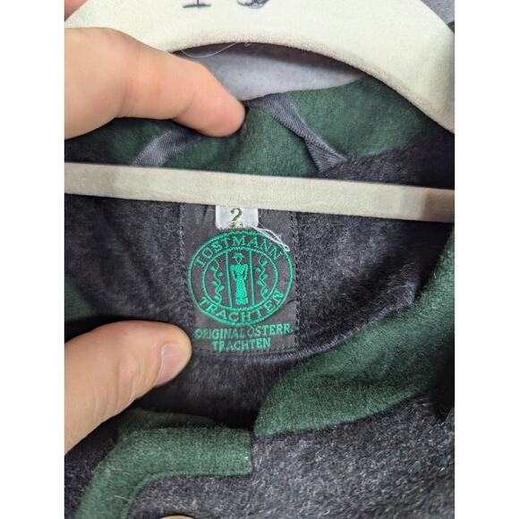 Tostmann Trachten Wool Cape Austria Black Green Trim Button - Picture 12 of 15